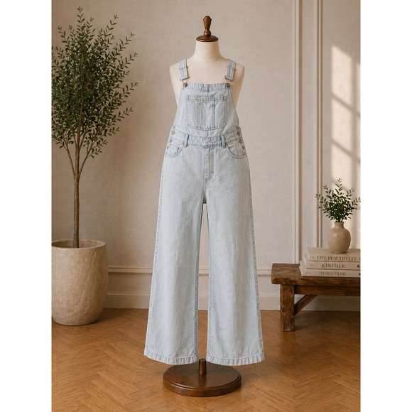 Universal Thread Denim - Universal Thread Goods Co Womens Light Wash Herringbone Denim Overalls Size 4